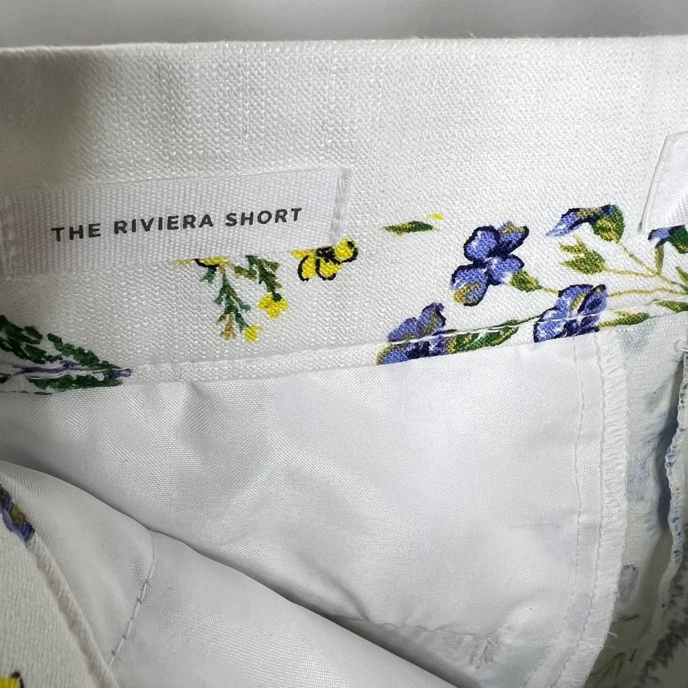 Floral Tailored Shorts Wildflowers White Seersucker Riviera‎ Preppy Nautical 0